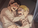 Rating: s Tags: Couple, Male, Fanart, Short Hair, Yaoi, Blush, Blonde Hair, Two Males, Open Mouth, Pixiv, Duo, Hand On Head, Fanart From Pixiv, Looking At Camera, Pixiv Id 34710, Shingeki no Kyojin, On Bed, Reiner Braun, Bertholdt Fubar