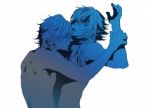 Rating: s Tags: Male, Fanart, Monochrome, Blue, Blue Hair, Long Hair, Short Hair, Yaoi, Two Males, White Background, Pixiv, Close, Shirtless (male), Duo, NPN, Simple Background, Nitro+CHiRAL, Touching Body, Fanart From Pixiv, DRAMAtical Murder, Aoba (DMMd), Clear (DMMd)