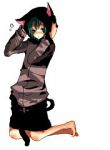Rating: s Tags: Male, Fanart, Green Eyes, Short Hair, Green Hair, Blush, Katekyo Hitman Reborn!, Tail, Tattoo, Nekomimi, Shy, Barefoot, Kemonomimi, White Background, Varia, Hood, Fran (KHR), Solo, Facial Mark, Cat Tail, Simple Background, Artist Request, Animal Hood, Cat Hood, Closed Mouth