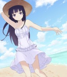 Rating: s Tags: Female, Beach, Dress, White Dress, Water, Long Hair, Black Hair, Ocean, Purple Eyes, Hat, Sky, Sun Hat, White Outfit, Summer Dress, Solo, Mole, Facial Mark, Ore No Imouto Ga Konna Ni Kawaii Wake Ga Nai, Gokou Ruri, Kaya (C14)