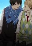 Rating: s Tags: Male, Fanart, Black Hair, Short Hair, Uniform, Two Males, Pixiv, Scarf, Duo, School Uniform, Lunarseal, Fanart From Pixiv, Kyoukai no Kanata, Kanbara Akihito, Nase Hiromi