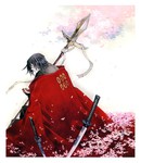 Rating: s Tags: Male, Flower, Black Hair, Red Eyes, Short Hair, Cherry Blossom, Sword, Katana, Sitting, Scan, Weapons, Bandages, Sake, Solo, Alcohol, Rolan - The Forgotten King, Mochizuki Jun, Pandora Hearts ~Odds And Ends~, Official Art, Rolan Flamberge