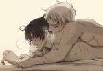 Rating: q Tags: Male, Ecchi, Glasses, Brown Hair, Short Hair, Yaoi, White Hair, Eyes Closed, Albino, Laying Down, Two Males, Sweatdrop, Ahoge, Open Mouth, Axis Powers: Hetalia, Prussia, Austria, Scar, Shirtless (male), Duo, Lie On Top Of Each Other, Simple Background, Grabbing, Germanic Countries, Glasses Off, Ayaki (Pixiv 23156), Sex