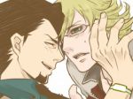 Rating: s Tags: Male, Fanart, Glasses, Brown Hair, Green Eyes, Blonde Hair, Eyes Closed, Two Males, Beard, Tie, White Background, Pixiv, Duo, Smile, Simple Background, Fanart From Pixiv, Tiger & Bunny, Barnaby Brooks Jr., Kaburagi T. Kotetsu, Pixiv Id 1216611