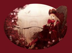 Rating: s Tags: Female, Flower, Rose, Dress, Cross, Long Hair, Bird, Brown Eyes, Hat, Fan, Alice In Wonderland, Blonde Hair, Queen, Sitting, Chair, Serious, Queen Of Hearts, Pixiv, Pixiv Id 1509632