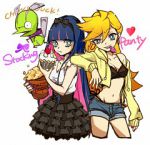 Rating: s Tags: Female, Long Hair, Ribbon, Food, Cake, Blonde Hair, Sweets, Multi-colored Hair, Cupcake, Condom, Popcorn, Panty and Stocking With Garterbelt, Anarchy Panty, Anarchy Stocking, Two-tone Hair