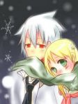 Rating: s Tags: Female, Couple, Male, Twin Tails, Long Hair, Snow, Green Eyes, Red Eyes, Short Hair, Blush, White Hair, Soul Eater, Blonde Hair, Square Enix, Snowflakes, Tie, Maka Albarn, Scarf, Soul Eater Evans, Duo, Sharp Teeth
