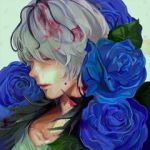Rating: s Tags: Male, Fanart, Flower, Rose, Blood, Short Hair, Purple Hair, Blue Rose, Pixiv, Peek-a-Boo Bang, Solo, Blue Flower, Side View, Simple Background, Splatter, Close Up, Fanart From Pixiv, 1:1 Ratio, Ib (Game), Garry, Pixiv Id 3658453