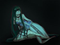 Rating: s Tags: Female, Twin Tails, Hatsune Miku, Long Hair, Vocaloid, deviantART, Blindfold, Dark Woods Circus