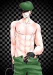 Rating: q Tags: Male, Ecchi, Fanart, Short Hair, Gloves, Hat, Blonde Hair, Tongue, Pants, Axis Powers: Hetalia, Germany, Muscles, Pixiv, Solo, Shirtless (Male), Standing, Open Pants, :P, Zipper, Nipples, Unzipped, Checkered, Open Clothes, Axis Power Countries, Abs, Black Gloves, Germanic Countries, Fanart From Pixiv, Looking At Camera, Checkered Background, Hands On Crotch, Black Handwear, Pixiv Id 2209927