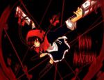 Rating: s Tags: Blood, Red Eyes, Boots, Weapons, Maid Outfit, Scarf, Tokyo Akazukin