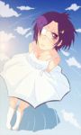 Rating: s Tags: Female, Dress, White Dress, Water, Purple Eyes, Boots, Clouds, Short Hair, Purple Hair, Katekyo Hitman Reborn!, Eyepatch, Sky, Chrome Dokuro, White Outfit, Sunbeam, deviantART, Hair Clip, Solo