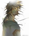 Rating: s Tags: Male, Fanart, Brown Hair, Short Hair, Beard, White Background, Pixiv, Solo, Aqua Eyes, Text, Simple Background, Japanese Text, Facial Hair, Fanart From Pixiv, Looking At Camera, Tiger & Bunny, Kaburagi T. Kotetsu, Pixiv Id 3523260
