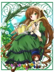 Rating: s Tags: Flower, Dress, Long Hair, Brown Hair, Short Hair, Rozen Maiden, Hat, Blush, Happy, Shoes, Suiseiseki, Souseiseki, Heterochromia, Headdress