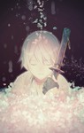 Rating: s Tags: Male, Eyes Closed, Sword, Weapons, Petal, Personification, Pixiv, Solo, Medium Hair, Touken Ranbu, Tsurumaru Kuninaga, Tachi (Sword), Pixiv Id 13995080