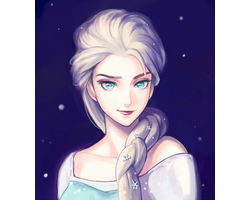 Rating: s Tags: Female, Fanart, Long Hair, Snow, Blue Eyes, White Hair, Winter, Braids, Snowing, Blue Background, Lipstick, deviantART, Solo, Smile, Single Braid, Simple Background, Pink Lips, Closed Mouth, Looking At Camera, Fanart From DeviantART, Bust, Frozen (Disney), Elsa (Frozen), Setsuna1111