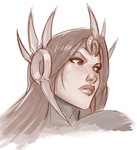 Rating: s Tags: Female, Long Hair, Brown Hair, Armor, Brown Eyes, Sketch, White Background, Looking Away, Simple Background, Official Art, League of Legends, Tumblr, Leona (League of Legends), Ironstylus (мангака)
