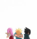 Rating: s Tags: Female, Male, Fanart, Black Hair, Short Hair, Pink Hair, NARUTO, Child, Blonde Hair, Crying, Haruno Sakura, Uzumaki Naruto, Uchiha Sasuke, Back, Little Boy, Friends, White Background, Pixiv, Spiky Hair, Little Girl, Team 7, Trio, Whiskers, Simple Background, kuu (artist), Fanart From Pixiv