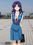 Rating: s Tags: Female, Long Hair, Uniform, Purple Hair, Neon Genesis Evangelion, Katsuragi Misato, Solo, School Uniform, Smile, Artist Request