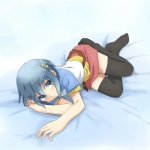 Rating: s Tags: Female, Blue Hair, Blue Eyes, Short Hair, Laying Down, Solo, Mahou Shoujo Madoka Magica, Miki Sayaka, Kagiana