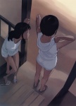 Rating: s Tags: Female, Long Hair, Black Hair, Short Hair, Two Girls, Aerial View, Black Eyes, Original, Takamichi, Duo