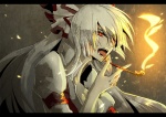 Rating: s Tags: Female, Long Hair, Red Eyes, White Hair, Touhou, Albino, Fujiwara No Mokou, Solo, Iketa