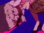 Rating: s Tags: Male, Blood, Hat, Wallpaper, Two Males, ONE PIECE, Bandages, Blue Background, High Heels, Trap, Scar, Duo, 800x600 Wallpaper, Simple Background, Wallpaper 4:3 Ratio, One Piece: Two Years Later, Hyena no Bellamy, Shirousagi, Hair Grab, Donquixote Family, Dellinger