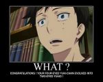 Rating: s Tags: Male, Black Hair, Blue Eyes, Short Hair, Surprised, Book, Open Mouth, Text, Demotivational Poster, Low Quality, Ao No Exorcist, Okumura Yukio, :O, O.O