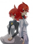 Rating: s Tags: Female, Red Eyes, Red Hair, Two Girls, Jewelry, Pokémon, Nintendo, Earrings, White Background, Back To Back, Duo, Mars (Pokémon), Body Piercing, Game Freak, Simple Background, Hinasekei, Team Rocket, Team Galactic, Athena (Pokemon)