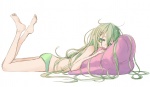 Rating: s Tags: Female, Twin Tails, Hatsune Miku, Long Hair, Green Hair, Panties, Vocaloid, Laying Down, On Stomach, Muranisaki, Stomping
