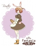 Rating: s Tags: Dress, Brown Hair, Red Eyes, Boots, Short Hair, Ribbon, Blush, Happy, Ponytail, Usagimimi, Kemonomimi, Pixiv Fantasia, Pixiv, Smile