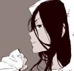 Rating: s Tags: Female, Fanart, Long Hair, Black Hair, Brown Eyes, Solo, Side View, Simple Background, Looking At Camera, No.6, Inukashi, Hair Behind Ear