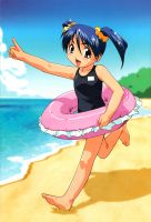 Rating: s Tags: Female, Beach, Twin Tails, Swim Suit, Blue Hair, Blue Eyes, Short Hair, Happy, Barefoot, Tenshi No Shippo, Solo, Nana (Tenshi No Shippo)