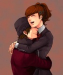 Rating: s Tags: Female, Couple, Male, Fanart, Brown Hair, Short Hair, Ponytail, Hug, Shin Megami Tensei: PERSONA 3, Aragaki Shinjirou, Persona Series, Hair Clip, Female Protagonist (Persona 3)