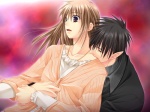 Rating: s Tags: Female, Male, CG Art, Long Hair, Black Hair, Brown Hair, Brown Eyes, Short Hair, Hug, Eyes Closed, Surprised, Jewelry, Necklace, Black Shirt, Biting, Pointy Ears, Love Drops, Hugo, Hug From Behind