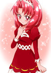 Rating: s Tags: Female, Fanart, Dress, Red Dress, Red, Red Eyes, Blush, Red Hair, Red Outfit, Curls, Pixiv, Solo, Smile, Puffy Sleeves, Long Sleeves, Fanart From Pixiv, Closed Mouth, Pixiv Id 4798004, Go! Princess Precure, Akagi Towa