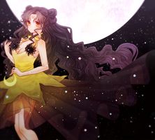 Rating: s Tags: Female, Dress, Long Hair, Black Hair, Night, Moon, Bishoujo Senshi Sailor Moon, Sky, Luna (Sailor Moon), Gold Eyes, Human Luna, Solo, Wavy Hair, Night Sky, Looking At Camera, Hotmilkice