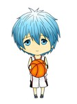 Rating: s Tags: Male, Blue Hair, Blue Eyes, Short Hair, Chibi, White Background, Smile, PaintTool SAI, Simple Background, Ball, Kuroko no Basket, Kuroko Tetsuya, Basketball Uniform, Basketball Ball, Basketball Uniform (Seirin High)