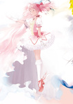 Rating: s Tags: Female, Fanart, Twin Tails, Dress, Long Hair, Pink Hair, Pink Dress, Eyes Closed, Pink Outfit, Bows (Fashion), Floating, Bow Tie, Hair Bow, Pixiv, Solo, Alternate Hairstyle, Matayoshi, Mahou Shoujo Madoka Magica, Kaname Madoka, Fanart From Pixiv, Goddess Madoka