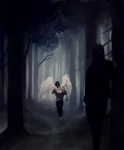 Rating: s Tags: Male, Wings, Black Hair, Night, Forest, Angel, Back, Tree, Nature, deviantART, Duo, Medium Hair, Looking At Another, Run Away, Furipon