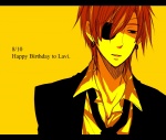 Rating: s Tags: Male, Fanart, Short Hair, Red Hair, Eyepatch, Jewelry, D.Gray-man, Lavi, Earrings, Pixiv, Suit, Solo, Body Piercing, Yellow Background, Simple Background, Fanart From Pixiv, Pixiv Id 683270