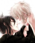 Rating: s Tags: Male, Short Hair, Yaoi, Two Males, White Background, Duo, Almost Kiss, Shounen Ai, Simple Background, No.6, Nezumi (No.6), Sion (No.6)