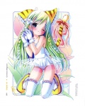 Rating: s Tags: Ribbon, Green Hair, Tail, Nekomimi, POP, Kemonomimi, Original