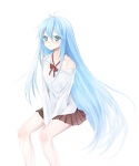 Rating: s Tags: Female, Blue Hair, Long Hair, Ahoge, White Background, Solo, Simple Background, Touwa Erio, Denpa Onna To Seishun Otoko, Midorikawa You