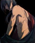 Rating: q Tags: Male, Ecchi, Akatsuki, Long Hair, Black Hair, Red Eyes, Ponytail, Naruto, Coat, Undressing, Uchiha Itachi, Sweating, Hot, Shirtless (male), Looking Back, Facial Mark, Black Background, Simple Background, Looking At Camera