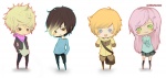 Rating: s Tags: Female, Male, Chibi, White Background, Multi-colored Hair, Quartet, Simple Background, Highlights, Moonlittiger
