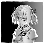 Rating: s Tags: Female, Fanart, Monochrome, Twin Tails, Short Hair, Pink Hair, Pixiv, Solo, Ringo78, Mahou Shoujo Madoka☆Magica, Kaname Madoka, Covered Mouth, Fanart From Pixiv