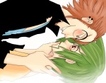 Rating: s Tags: Male, Glasses, Red Eyes, Green Hair, Katekyo Hitman REBORN!, Orange Hair, Laying Down, Beard, Jewelry, Earrings, deviantART, Black Shirt, Blue Shirt, Kato Julie, Body Piercing, Yellow Shirt, Shimon Family, Aoba Kouyou, Simple Background, Facial Hair, PNG Conversion, Goatee, Luckygirlxx