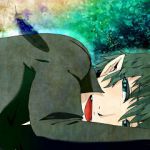 Rating: s Tags: Male, Fanart, Black Hair, Blue Eyes, Short Hair, Feather, Laying Down, Open Mouth, Pixiv, Solo, Smile, Ao No Exorcist, Okumura Rin, Fanart From Pixiv