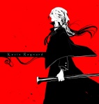 Rating: s Tags: Male, Monochrome, Red, Long Hair, Short Hair, Albino, Pandora Hearts, Xerxes Break, Red Background, Pixiv, Peek-a-Boo Bang, Solo, Formal, Simple Background, Looking At Camera, Pixiv Id 2210638